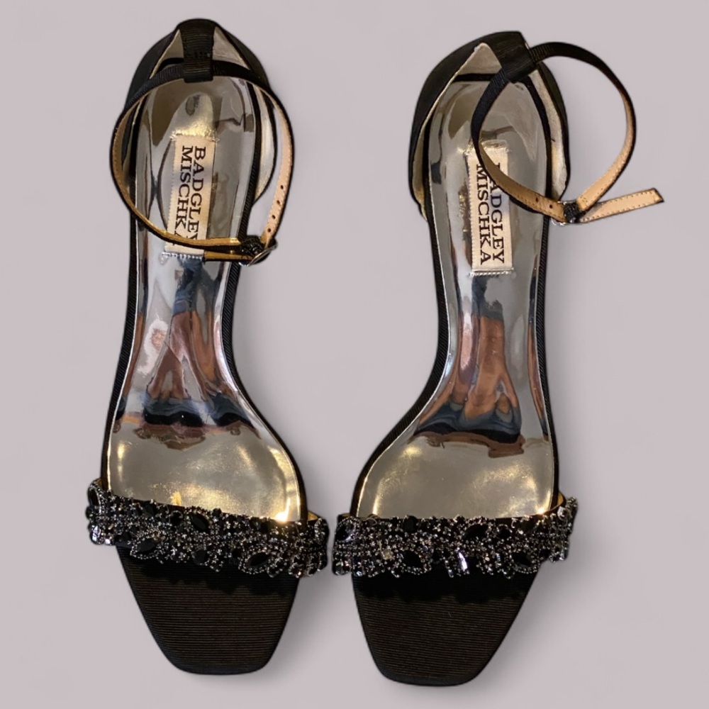 Badgley Mischka Black Embellished Strappy Heels